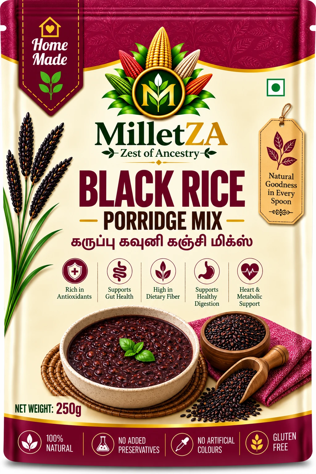 MILLETZA Black Rice Porridge Mix 250g