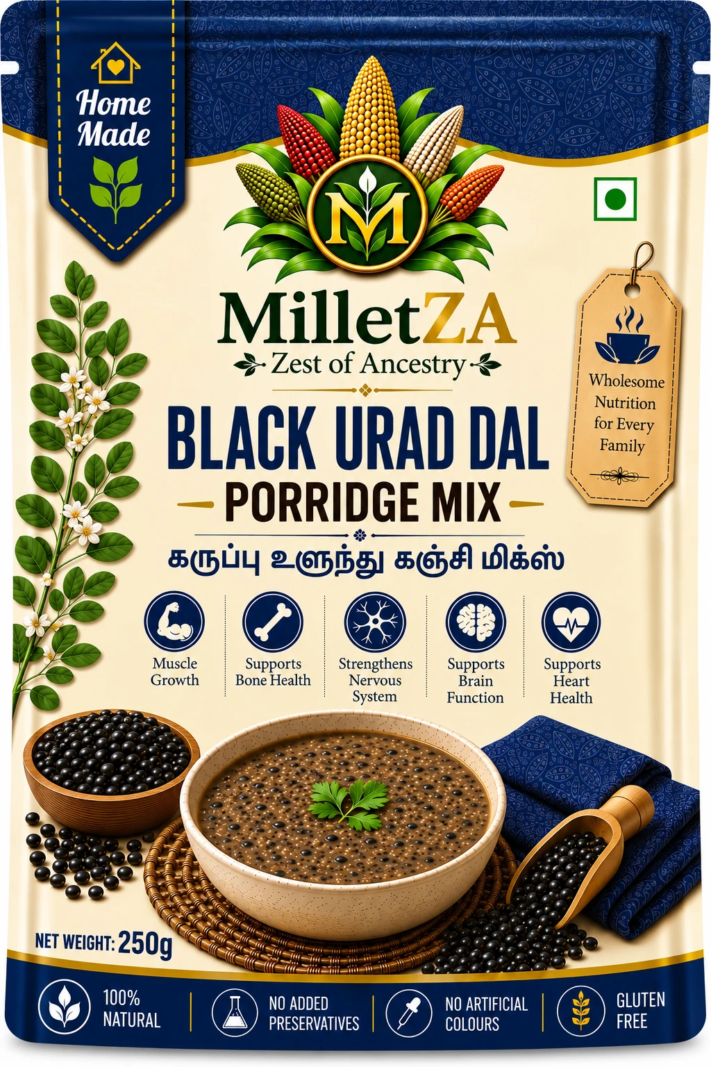 MILLETZA Black Urad Dal Porridge Mix 250g