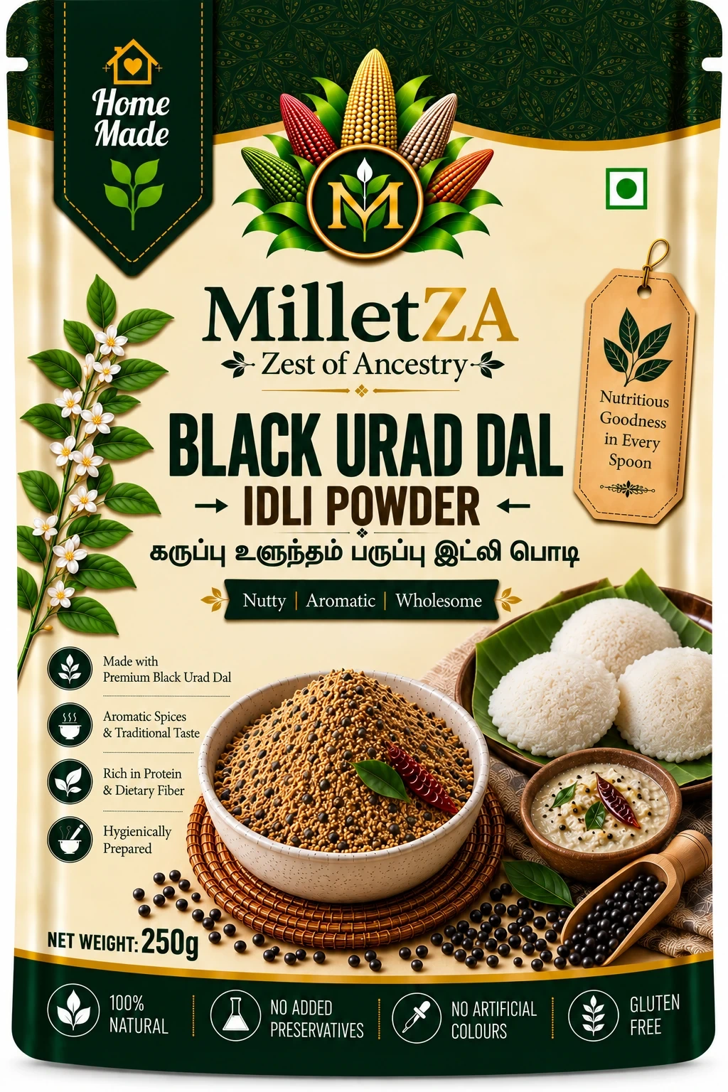 MILLETZA Black Urad Dal Idli Powder 250g